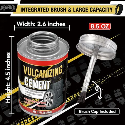 Chemical Vulcanizing Cement – Clear Tire Repair Glue, All Purpose Rubber Cement Glue for Tire Patches and Plugs, Fast-Drying Repair Adhesive for All Rubber Types (8.5 OZ) in Saudi Arabia