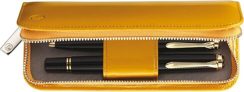 Pelikan 3-Pen Leather Pouch, Black/Green, 1 Each (924092) in Kuwait