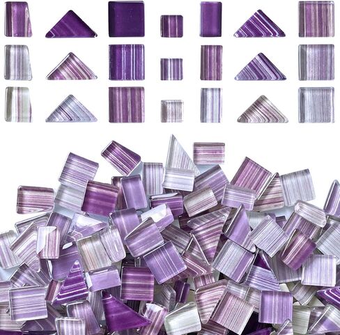 LITMIND 1.1LB Striped Crystal Glass Mosaic Tiles – Square Mix 10mm Assorted Colors for Crafts, DIY Projects & Home Décor in Saudi Arabia