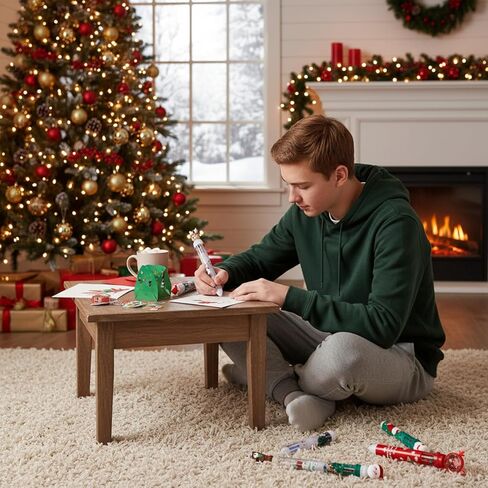 Kosiz 48 Pcs Christmas Multicolor Ballpoint Pens, 10 in 1 Santa Claus Reindeer Xmas Tree Retractable Pens 0.7 mm for Office Christmas Prize Gift Goodie Bag Stuffers Xmas Party Favor in Saudi Arabia