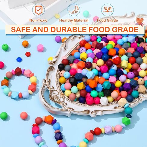 Hotop 192 Pcs Silicone Beads for Keychain Making, 12 mm 14 mm 15 mm Silicone Beads Bulk 48 Colors Loose Small Beads for Bracelets and Necklaces Assorted Beads Jewelry Making DIY Crafts Accessories in Saudi Arabia