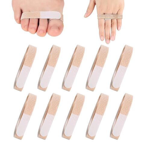 Finger Straps Buddy Tape 10 Pack, No Slip Buddy Finger Splints for Broken Toe, Hook and Loop Padded Washable and Reusable Finger Wrap for Broken/Sprained/Fractured/Injured Finger Support in Saudi Arabia