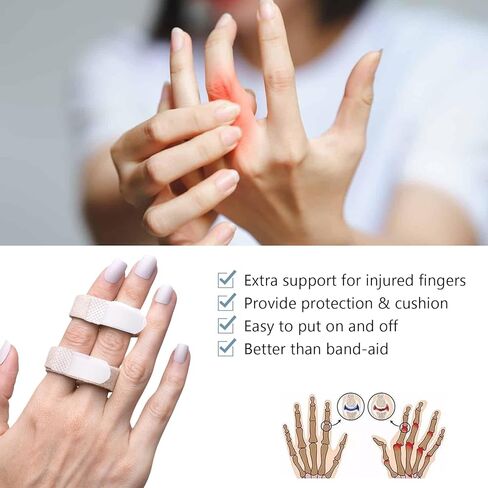 Finger Straps Buddy Tape 10 Pack, No Slip Buddy Finger Splints for Broken Toe, Hook and Loop Padded Washable and Reusable Finger Wrap for Broken/Sprained/Fractured/Injured Finger Support in Saudi Arabia