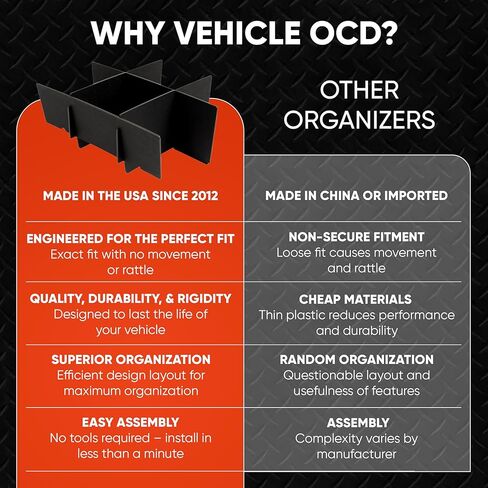 OCD للمركبة - منظم وحدة التحكم المركزية لسيارة Chevy Suburban/Tahoe/GMC Yukon/XL (وحدة تحكم كاملة مع مقاعد دلو فقط) (2015-2020) - صنع في الولايات المتحدة الأمريكية in Saudi Arabia