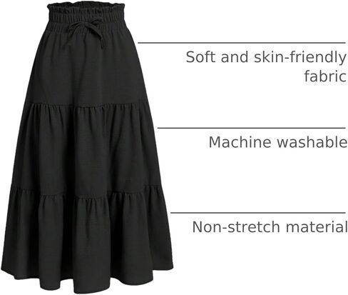 SweatyRocks Girl's Casual Solid Drawstring Waist Ruffle Hem Midi Skirt A Line Skirts in Saudi Arabia