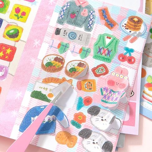 Japanese Manga Style Sticker Book with 30 Sheets of Glitter Sand, Matte Film and Writable Note Stickers for DIY Scrapbooking Journaling(Little Wish) in Saudi Arabia
