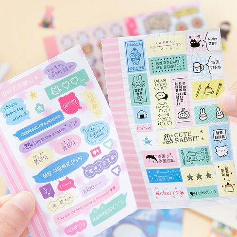 Japanese Manga Style Sticker Book with 30 Sheets of Glitter Sand, Matte Film and Writable Note Stickers for DIY Scrapbooking Journaling(Little Wish) in Saudi Arabia