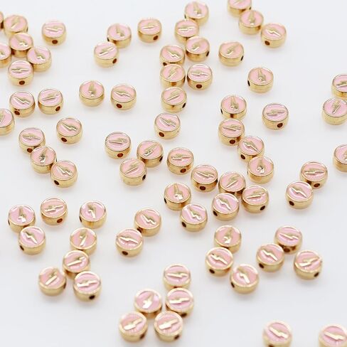 100Pcs Alloy Enamel Lightning Beads 8mm, Flat Round Flash Shape Beads, Colorful Loose Spacer Beads, for Jewelry Making DIY Bracelets Necklaces Crafts Supplies (White) in Saudi Arabia