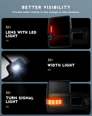 OCPTY Tow Towing Mirrors Manual Telescoping Side Door Mirror for 1999-2007 Silverado Sierra (07 Classic Models), 2000-2006 Suburban Tahoe Yukon XL Yukon Pair Set Black View Mirror in Kuwait