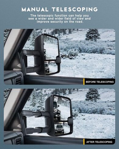 OCPTY Tow Towing Mirrors Manual Telescoping Side Door Mirror for 1999-2007 Silverado Sierra (07 Classic Models), 2000-2006 Suburban Tahoe Yukon XL Yukon Pair Set Black View Mirror in Kuwait