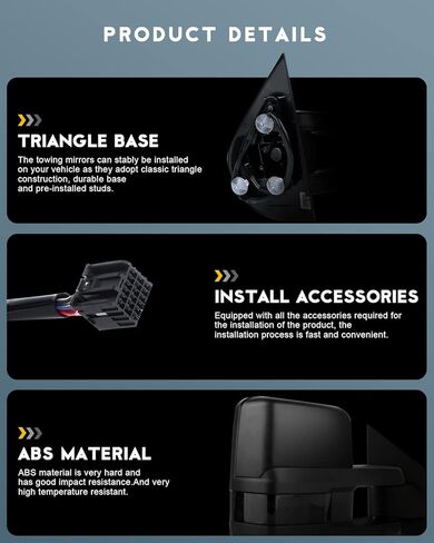 OCPTY Tow Towing Mirrors Manual Telescoping Side Door Mirror for 1999-2007 Silverado Sierra (07 Classic Models), 2000-2006 Suburban Tahoe Yukon XL Yukon Pair Set Black View Mirror in Kuwait