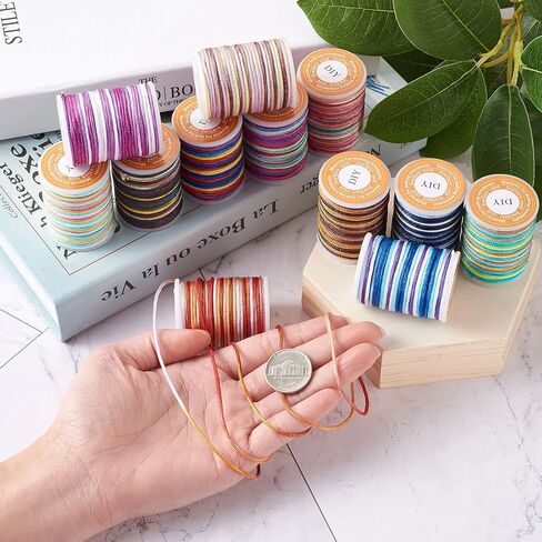 71 Yards 1mm Beading String 13 Colors Rainbow Colors Polyester Threads Vintage Boho Nylon Braided Cords Macrame Rope Blind Lift Cord for DIY Craft Bracelet Jewelry Making Chinese Knotting 5.46Yd/Roll in Saudi Arabia