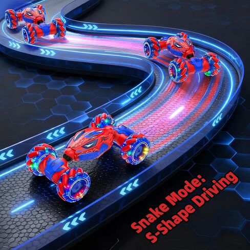 فريدة من نوعها 4WD 360 درجة تناوب إيماءة سيارة RC حيلة، القيادة على الوجهين RC سيارة الانجراف مع الأضواء والموسيقى والرذاذ، ألعاب السيارات للأطفال في الهواء الطلق للأعمار 6-12، هدايا للأولاد 6-12،2 بطاريات قابلة للاستبدال in Kuwait
