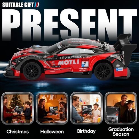 RC Drift Car, 1:24 Scale Remote Control Drift Cars, 2.4GHz 4WD Drifting Cars, 30km/h High-Speed RC Race Car Vehicle, Racing Sport Toy Ideal Gift for Boys Girls Kids（Red） in Kuwait