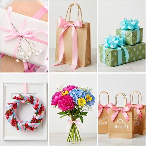 2 Rolls Pink and Blue Ribbon, Light Blue Ribbon, Pink Ribbons for Gift Wrapping Light Double Faced Satin Ribbons, Fabric for Flowers, DIY Crafts, Birthday Cakes, Holiday Decorations in Saudi Arabia
