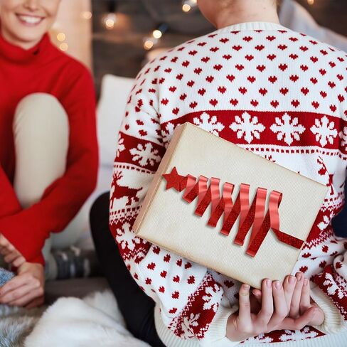 6 لفات 22 ياردة شريط عيد الميلاد لتغليف الهدايا مع 120 ملصق نجمة لامعة DIY الحرف اليدوية هدية عيد الميلاد ملحقات تغليف مجموعة شريط قزحي الألوان اللامع لديكور سلال الهدايا DIY in Saudi Arabia