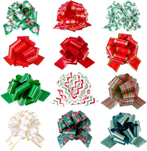 12 Large Christmas Pull Bows, 5 Inch Wide Ribbons for Presents, Gift Basket & Box Bows, Christmas Gift Wrapping Ribbons in Saudi Arabia