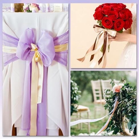 Bronze Ribbons for Crafts, 3 Pcs Solid Color Gift Wrapping Ribbon Light Brown Champagne Gold Satin Ribbon for Men Women Wedding Flower Bouquet Hair Gifts Handicrafts Decoration in Saudi Arabia