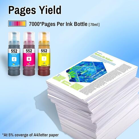 3-Pack T552 552 Ink Refill Bottles Bk/Pk/Gy High Yield Replacement for ET-8500 ET-8550 ET 8500 ET 8550 Printers (1 x Black, 1 x Photo Black, 1 x Gray) in Saudi Arabia