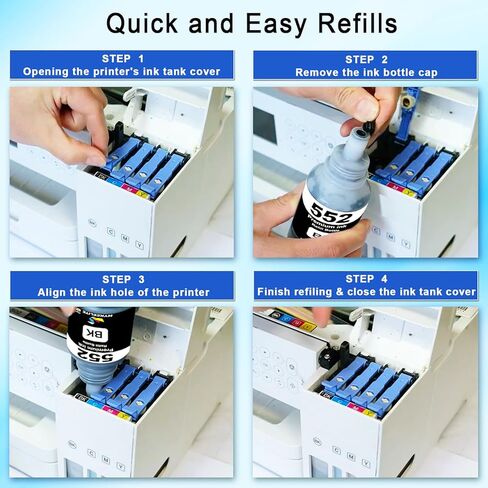 3-Pack T552 552 Ink Refill Bottles Bk/Pk/Gy High Yield Replacement for ET-8500 ET-8550 ET 8500 ET 8550 Printers (1 x Black, 1 x Photo Black, 1 x Gray) in Saudi Arabia