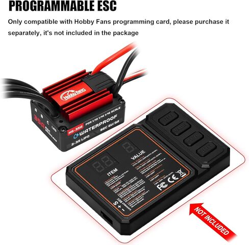 جهاز التحكم في السرعة الكهربائية ESC بدون فرشاة HG-35A من هوبي لسيارة Traxxas E-REVO Losi JRX2 H16BM H16DR Redcat Volcano 16 Arrma Typhon Grom Mojave Grom 1/14 1/16 1/18 RC Car (أحمر) in Kuwait