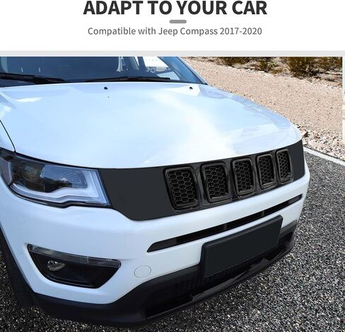 Jimen متوافق مع Jeep Compass 2017-2020، 7 قطع من الشبكة الشبكية غطاء الشواية (أسود) in Kuwait