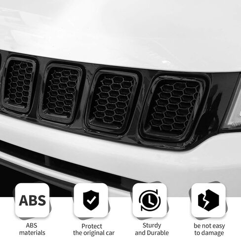 Jimen متوافق مع Jeep Compass 2017-2020، 7 قطع من الشبكة الشبكية غطاء الشواية (أسود) in Kuwait
