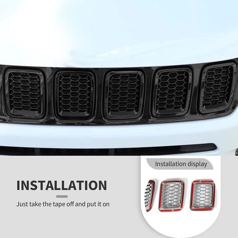 Jimen متوافق مع Jeep Compass 2017-2020، 7 قطع من الشبكة الشبكية غطاء الشواية (أسود) in Kuwait