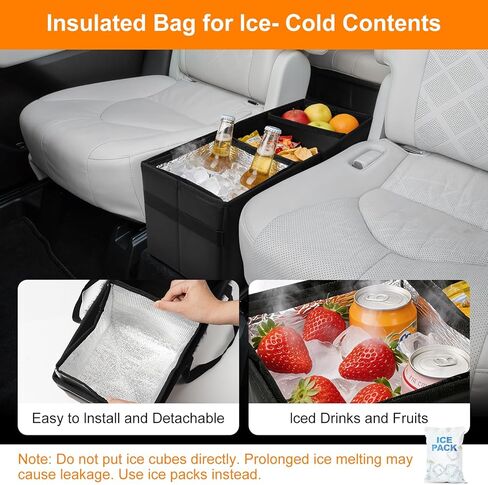 Car Seat Organizer for Kia Sorento 2026 2025 2024-2021 w/Built-In Cooler Bag, Car Second Console Organizer w/Non-Slip Strips, Foldable Backseat Organize for Dog Toys Kids Snacks Travel Storage Box in Saudi Arabia