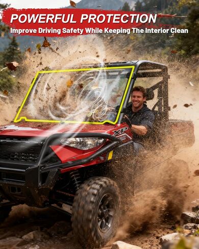 Ranger 1000 Windshield, StarknightMT Ranger Front Full Windshield Compatible with Polaris Ranger XP 1000 2017-2024, Ranger Crew XP 1000/ Diesel 2014-2024 in Saudi Arabia