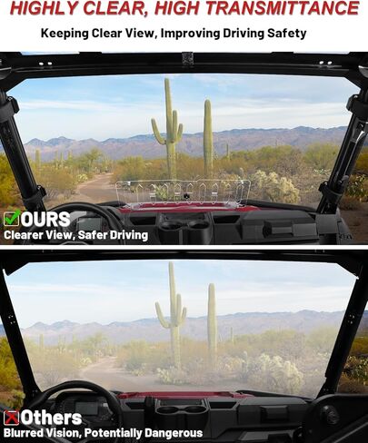 Ranger 1000 Windshield, StarknightMT Ranger Front Full Windshield Compatible with Polaris Ranger XP 1000 2017-2024, Ranger Crew XP 1000/ Diesel 2014-2024 in Saudi Arabia