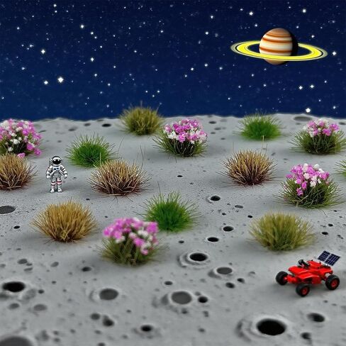 140 Pcs Static Grass Tufts & Miniature Flower Clusters - Artificial Grass Terrain Scenery Kit for Model Train Railway, Military Sand Table, DIY Diorama Landscape in Saudi Arabia