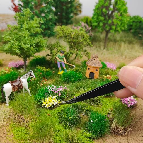 140 Pcs Static Grass Tufts & Miniature Flower Clusters - Artificial Grass Terrain Scenery Kit for Model Train Railway, Military Sand Table, DIY Diorama Landscape in Saudi Arabia