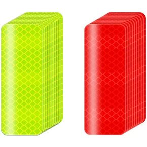 Reflective Safety Stickers, Red and Yellow, High Visibility Vehicle Tape, 1.18 x 3.15 Inch, 40 Pack, for Cars, Bicycles, Outdoor Use in Saudi Arabia