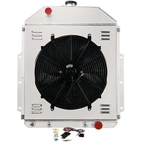 4 Row Aluminum Radiator + Shroud + Fan + Relay Fit 42-52 Ford 1 Ton Pickup/1/2 Ton Pickup/3/4 Ton Pickup/F1/F2/F3/F4 in Saudi Arabia