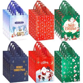 Large Christmas Gift Bags 18 PCS，Large Reusable With Handles, Multifunctional Non-Woven for Gifts Wrapping, Shopping, Xmas, Party Favors - 12.8'' x 9.8'' x 6.7'' in Saudi Arabia