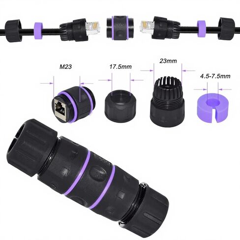 مقرنة Y.D.F RJ45، مقرنة الشبكة، موصلات إيثرنت، مقرنة مدمجة في الخط لموصل موسع كابل إيثرنت Cat7/Cat6/Cat5e/Cat5 - أنثى إلى أنثى (أسود-5 عبوات) in Kuwait