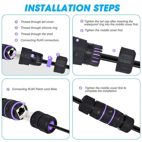 مقرنة Y.D.F RJ45، مقرنة الشبكة، موصلات إيثرنت، مقرنة مدمجة في الخط لموصل موسع كابل إيثرنت Cat7/Cat6/Cat5e/Cat5 - أنثى إلى أنثى (أسود-5 عبوات) in Kuwait