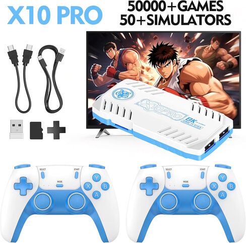X10 PRO Retro Game Stick with 50000+ Games, 4K HDMI HD Plug and Play Game Stick with 2 Controllers, Support 50+ Simulators, 2 Player Battle (Style 2) in Kuwait