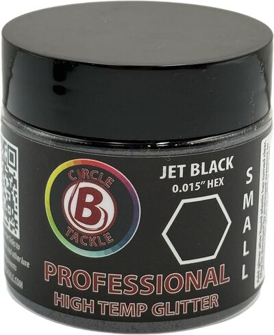 Premium Small .015 High Temp Hex Glitter for Soft Plastic Bait Making - 2 oz. Bottle High Heat Resistant Lure Glitter (Jet Black - Small .015 Hex) in Saudi Arabia