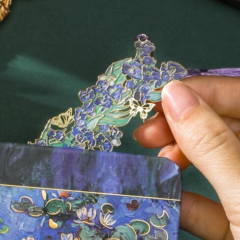 Metal Bookmarks with Tassel, Golden Hollow Bookmark Van Gogh Monet Oil Painting Theme Book Mark Bookmarks for Book Lovers Writers Readers for Women Adults in Saudi Arabia