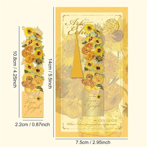 Metal Bookmarks with Tassel, Golden Hollow Bookmark Van Gogh Monet Oil Painting Theme Book Mark Bookmarks for Book Lovers Writers Readers for Women Adults in Saudi Arabia