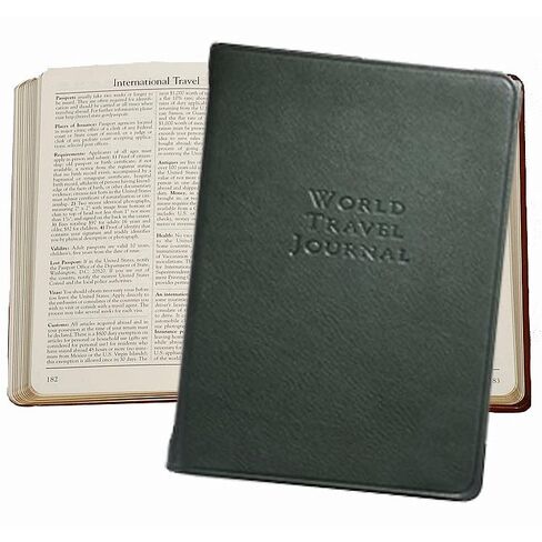 World Travel Journal - Graphic Image Leather Bound Notebook Green - Premium Quality - Made in USA in Saudi Arabia