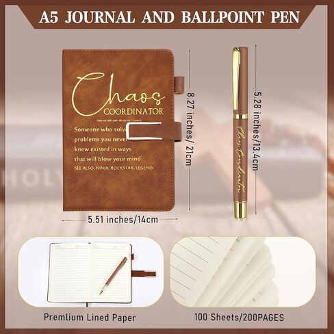 Pickmesh 3 Pcs Christmas Gifts for Men Chaos Coordinator Appreciation 17 oz Coffee Tumbler A5 Leather Journal with Ballpoint Pen for Manager Employee Nurse Assistant‌ Teacher(Black) in Saudi Arabia