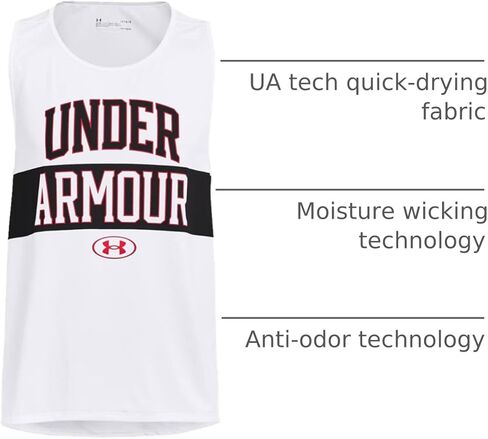 Under Armour men's tech tank printed in Saudi Arabia