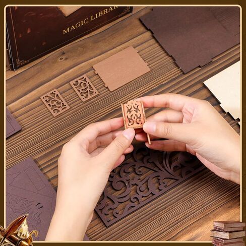 DIY Book Nook Kit - Bookend Diorama with LED- 3D Wooden Puzzle DIY Miniature House Kits - Bookshelf Insert Decor - Booknook Dollhouse Crafts Hobbies Gifts for Adults (Magic Library) in Saudi Arabia