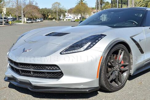 Replacement for 2014-2019 Chevrolet Corvette C7 | Z06 Performance Style ABS Plastic Painted Carbon Flash Metallic Stage 2 Front Bumper Lower Lip Splitter & Side Skirts Panel in Saudi Arabia
