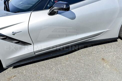 Replacement for 2014-2019 Chevrolet Corvette C7 | Z06 Performance Style ABS Plastic Painted Carbon Flash Metallic Stage 2 Front Bumper Lower Lip Splitter & Side Skirts Panel in Saudi Arabia