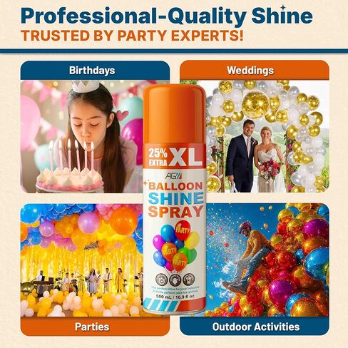 Balloon Shine Spray (16.9 fl oz), High Gloss Finish for Latex Balloons, Instant & Long-Lasting Shine for Party, Weddings & Events, Indoor & Outdoor Use, para Globos, Odorless, No Towels/Gloves Needed 1 Pack in Kuwait