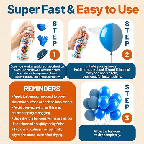 Balloon Shine Spray (16.9 fl oz), High Gloss Finish for Latex Balloons, Instant & Long-Lasting Shine for Party, Weddings & Events, Indoor & Outdoor Use, para Globos, Odorless, No Towels/Gloves Needed 1 Pack in Kuwait